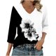 thumbnail image 1 of Mujeres 3/4 Manga Tops Cuello en V Raglan Suéter Impreso Blusas Casuales para el Trabajo Diario Primavera Verano Moda, 1 of 6