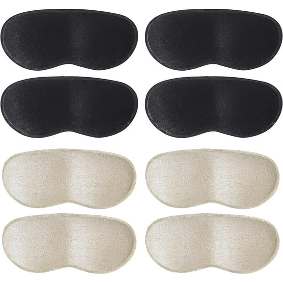 Heel Grips Liner Cushions Inserts for Loose Shoes, Heel Pads for Shoes That are Too Big, Heel Grips Heel Cushions Inserts for Womens Shoes (Beige   Black - 4 Pairs)