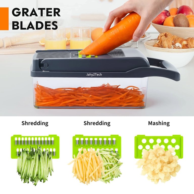 Jahy2Tech Vegetable Chopper, Onion Chopper, Veggie Cutter Garlic Chopper, Manual  Chopper, 12 in 1 Ideal for Fruits/Salads with Container 