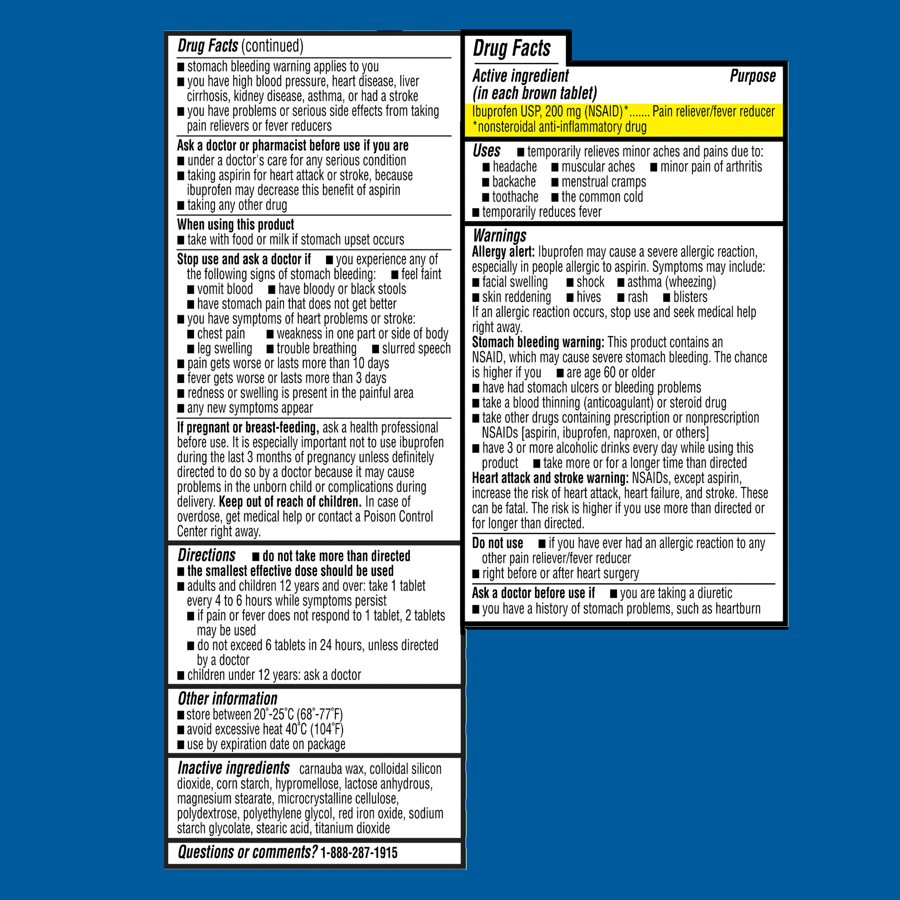 Equate Tabletas de Ibuprofeno, 200 mg, Aliviador del Dolor y Reductor de Fiebre, 100 Unidades, Comparar con Ingrediente Activo de Tabletas Advil 6