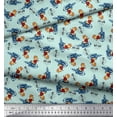 thumbnail image 3 of Soimoi Viscose Chiffon Fabric Text,Rugby Ball & Bird Cartoon Printed Craft Fabric by The Yard 42 Inch Wide, 3 of 3