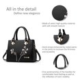 thumbnail image 5 of Bolsos de mano retro para mujer con asa superior, bolso de hombro, bolso cruzado de piel sintética (negro), 5 of 5