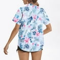 thumbnail image 4 of HaoXianJian Women's Hawaiian Button Up Shirts Casual Short Sleeve Going Out Tops Floral Tropical Print V Neck T-Shirt Summer Blouse Tunic Top Beach Tshirt Plus Size L-5X, 4 of 5