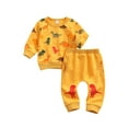 thumbnail image 2 of Qiylii Baby Tracksuit, Cartoon Dinosaur Long Sleeve Pullover Tops + Pants, 2 of 6