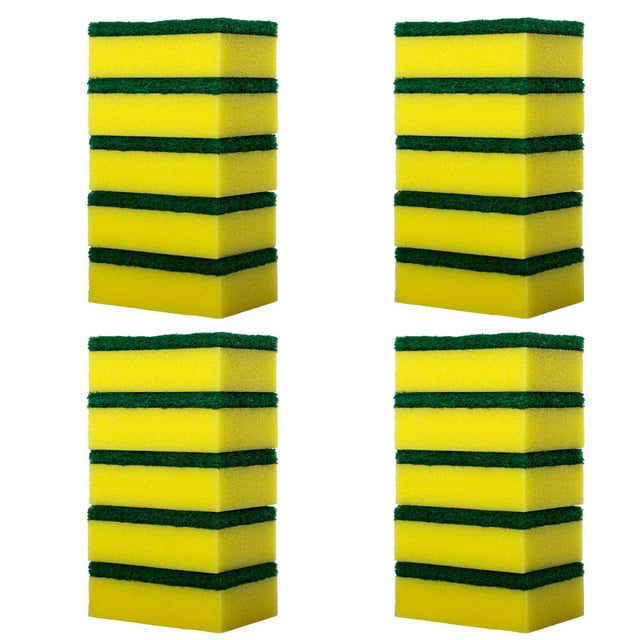 Fesfesfes 20Pc Double-Sided Dishwashing Sponges Sponge Block Combo for Pots Pans Non-Scratch Eraser Design with Handle Grip for Non-Coated Cookware