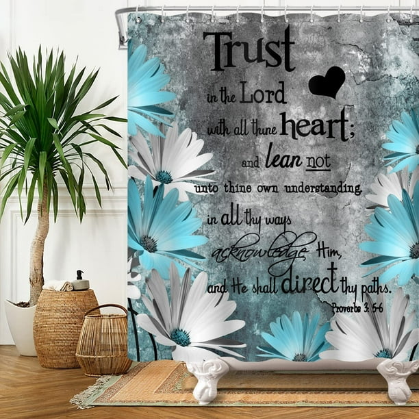 Inspirational Quotes Shower Curtain Trust in The Lord Shower Curtain
