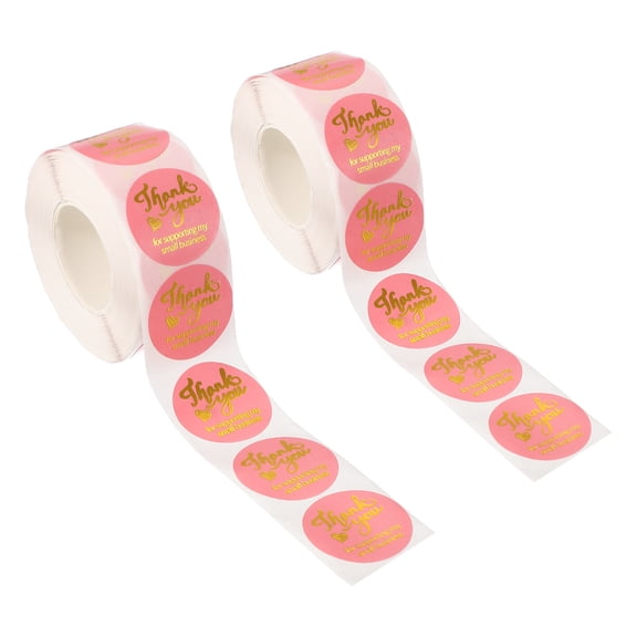 Uxcell 1000Pcs Thank You Stickers, 1" Round Self-Adhesive Labels Small Thank You Stickers Roll for Small Business Sealing Box Envelope, Thank You for Supporting My Small Business Style1