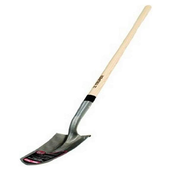 Tru Pro Trenching Shovel 47 Inch - 5 Inch Blade Wood Handle - Professional Grade Digging Shovel for Landscaping, Construction & Gardening White