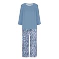 thumbnail image 5 of Puntoco Traje De Pantalón Y Manga Larga Con Cuello Redondo Y Estampado A Rayas Para Mujer, Color Azul Marino, S, 5 of 5