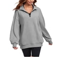 thumbnail image 4 of Asgosdo Women Oversized Sweatshirts Quarter Zip Long Sleeve Solid Color Casual Soft Pullover Fall Tops, 4 of 6