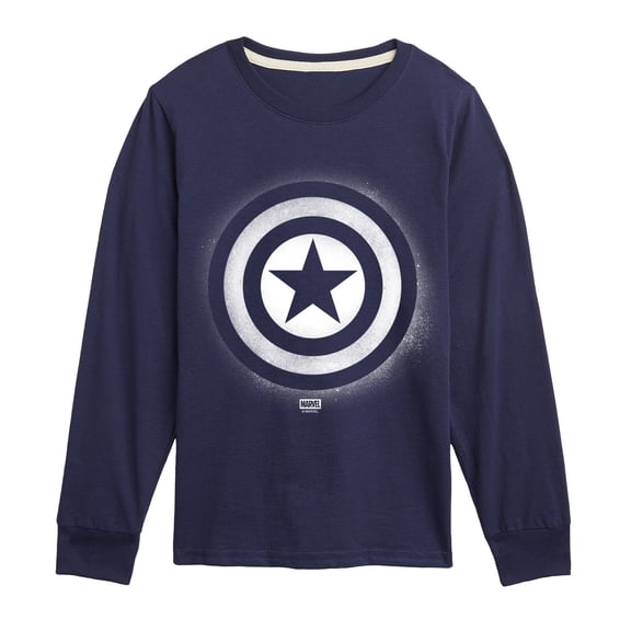 Captain America - Logo Spray Paint - Youth Boys Long Sleeve Graphic T-Shirt