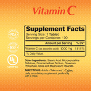 ALFA VITAMINS Vitamin C Supplement with 1000mg - Powerful antioxidant - Immune Booster - Protection from Common Cold - Promotes Healthy Skin - 100 Tablets Bottle - 2 Pack