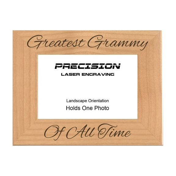 PrecisionNC Engraving Gift for Grandma Greatest Grammy of All Time Engraved Natural Wood Picture Frame 4x6 Landscape