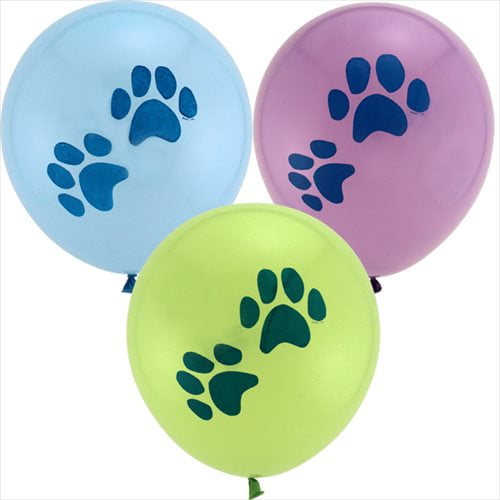 6 count Puppy Dog Paw Print Party Balloons