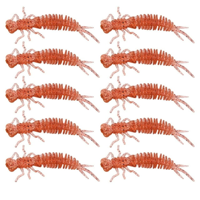 Fiudx Cebo Blando para Larvas, Gusano de Silicona Supersuave y Elástico, Movimiento Realista, Atrae a Los Peces, Ideal para La Pesca Al Aire Libre, Juego de 10 Piezas, Tamaño de 55 Mm