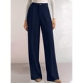 thumbnail image 6 of Womens Wide Leg Dress Pants Business Casual Flowy Work Palazzo Pants High Waisted Slacks Trousers Navy Blue L, 6 of 7