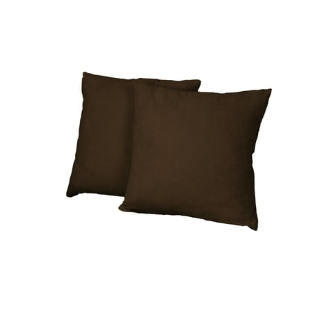 Ultimate Better Fit Decorative Throw Pillows Set of 2, 18-inch Square-size, Suede Chocolate Brown
