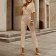 thumbnail image 1 of Combinaison Évasée à Col Double Couleur Unie pour Femmes, Robe Extensible Grande Taille, Combinaisons Formelles Confortables pour Femmes, Combinaisons de Bal en Denim pour Femmes, 1 of 3