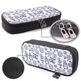 thumbnail image 4 of Picia World Travel2 Pattern Large Capacity PU Leather Pencil Case Organizer Pen Marker Holder Double Zipper Storage Bag Big Pencil Pouch for College Office, 4 of 6