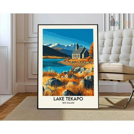 Lake Tekapo New Zealand Wall Hanging Home Decor Art Print, Unframed Paper Poster 8x10in