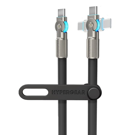 HyperGear USB-C to USB-C Fast Charge and Sync Chunky180° Rugged Cable, 6 Ft., Black, 16223