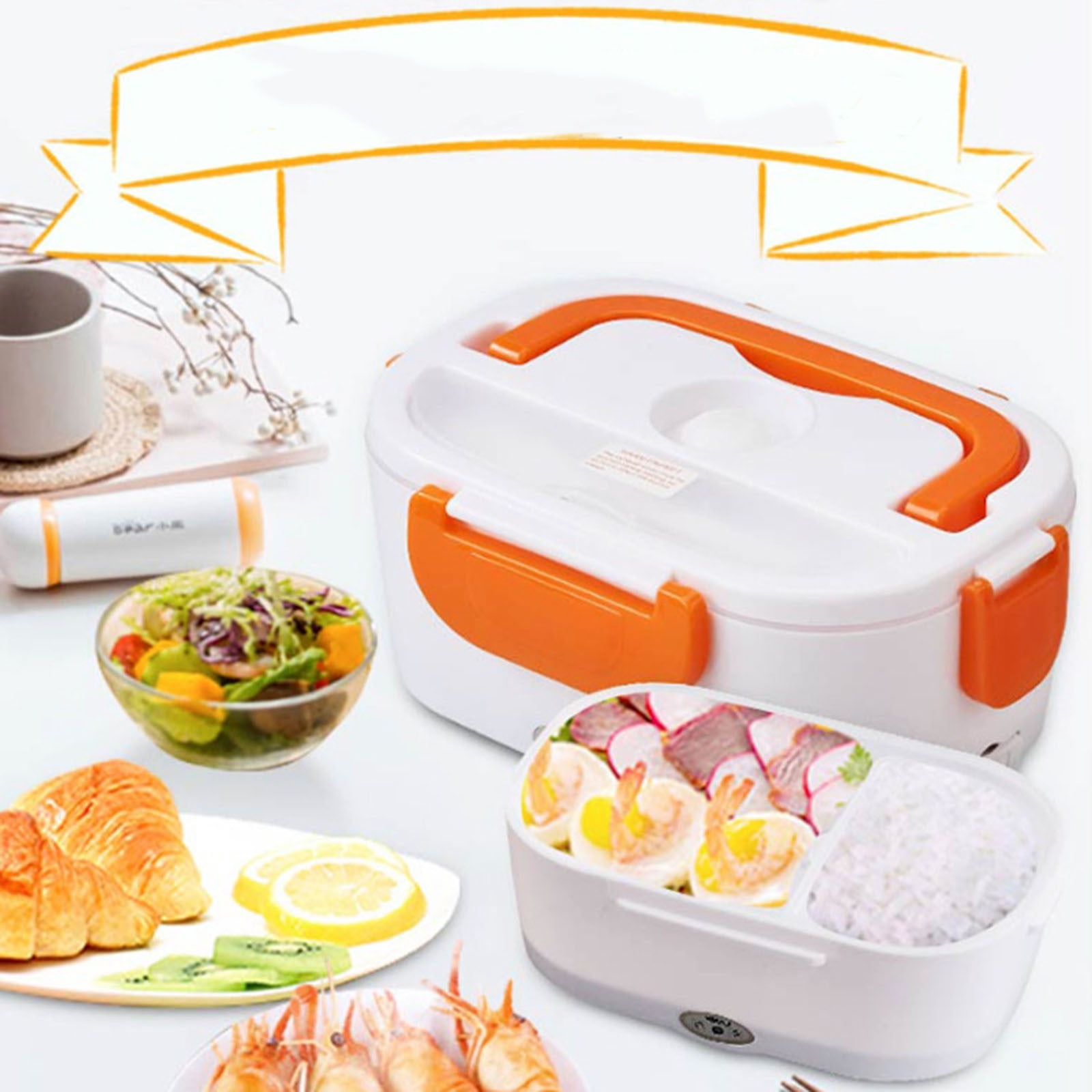 Wovilon Bento Box Electric Lunch Box Food-Grade Stainless Steel Container For Car And Home 110V