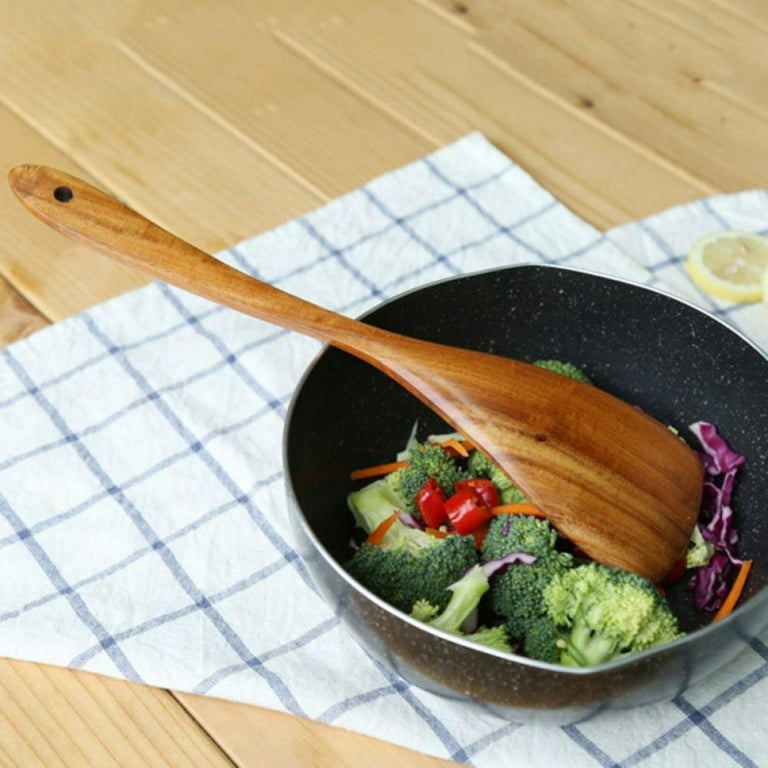 Vintage Natural Solid Wood Kitchen Cooking Tools with Long Handles Home  Asian Restaurant Healthy and Non-toxic 