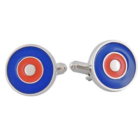 Cuff Daddy Rhodium Red and Blue Bullseye Cuff Links