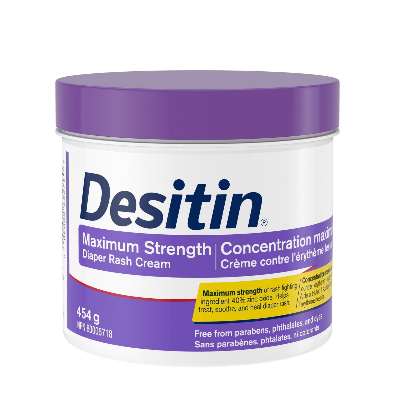 Desitin Maximum Strength Baby Diaper Rash Cream, 40% Zinc Oxide to Help Treat, Heal & Prevent Diaper Rash, Hypoallergenic, Phthalate- & Paraben-Free Paste, 454 g