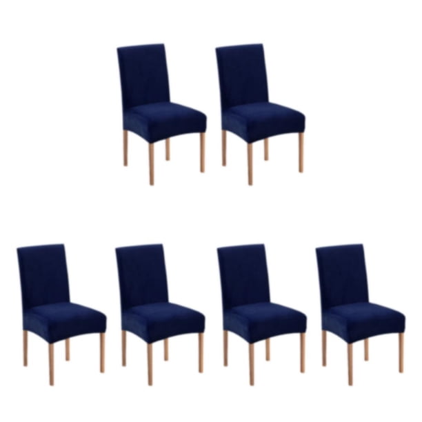 Juego de 2 fundas para sillas de comedor Injueey ajustadas textura de gama alta azul marino 2 piezas