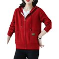 thumbnail image 3 of Women'S Full Zip Up Hoodies Soft Knit Sweaters Drawstring Long Sleeve Casual Trendy Cardigan size, 3 of 9