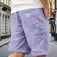 thumbnail image 2 of Men’s Corduroy Shorts Retro Multi Pocket Embroidered Logo Casual Bottoms, 2 of 6