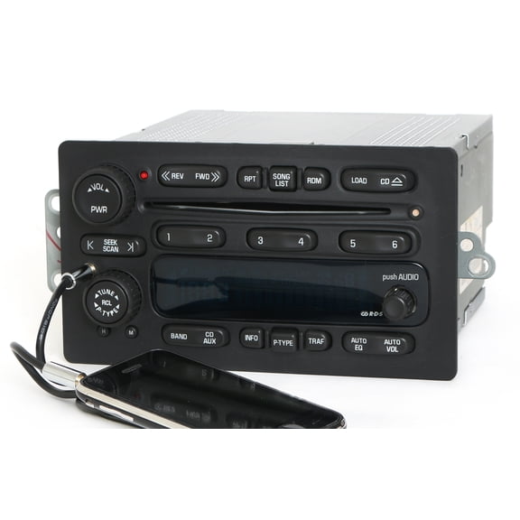 Restored Chevy GMC Truck 05-09 AM FM 6 Disc CD Radio w Aux Input on Face & Cable 28058188 (Refurbished)