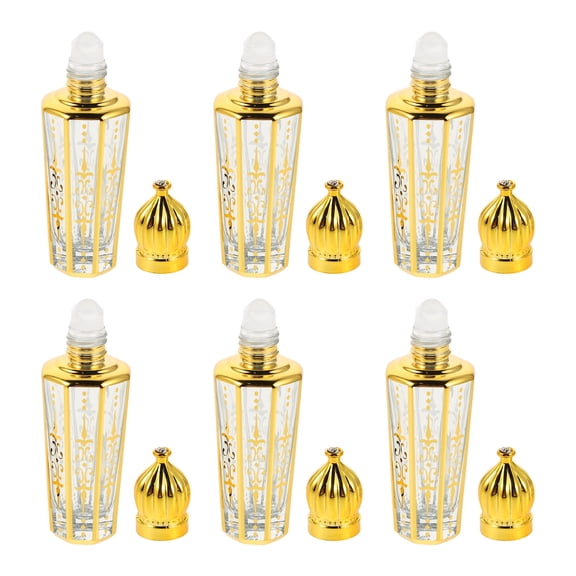 LOLIPPYY 6Pcs Refillable Glass Roll on Bottles Golden Perfume Roller Bottles 15ml for Aromatherapy Oils