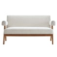 thumbnail image 5 of Loveseat Sofa Couch, Ivory White, Fabric, Wood, Living Kitchen Cafe Bistro Hospitality Restaurant, Modern Contemporary HB36209, 5 of 9