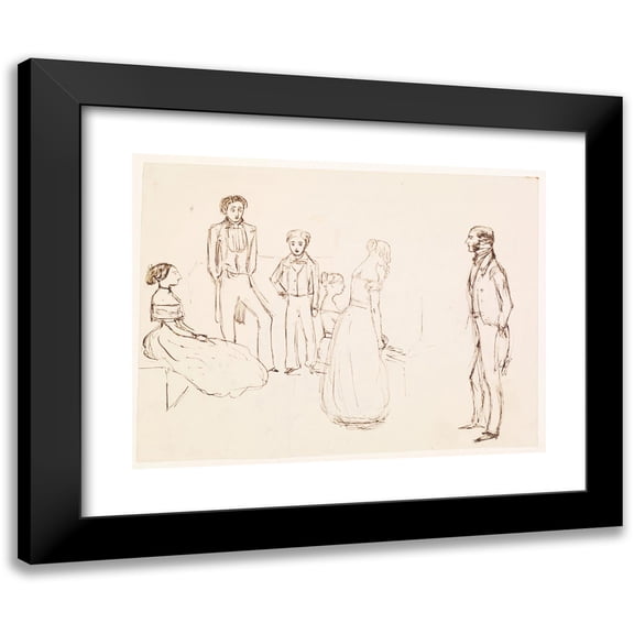 Sir John Everett Millais 14x12 Black Modern Framed Museum Art Print Titled - Sketch of an Evening Party (1850-51)
