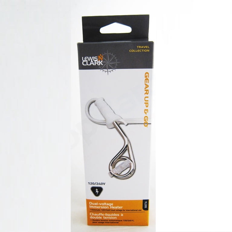 Lewis N Clark Dual Voltage Immersion Heater 120V 240V Travel Hot Water  Portable - Walmart.com