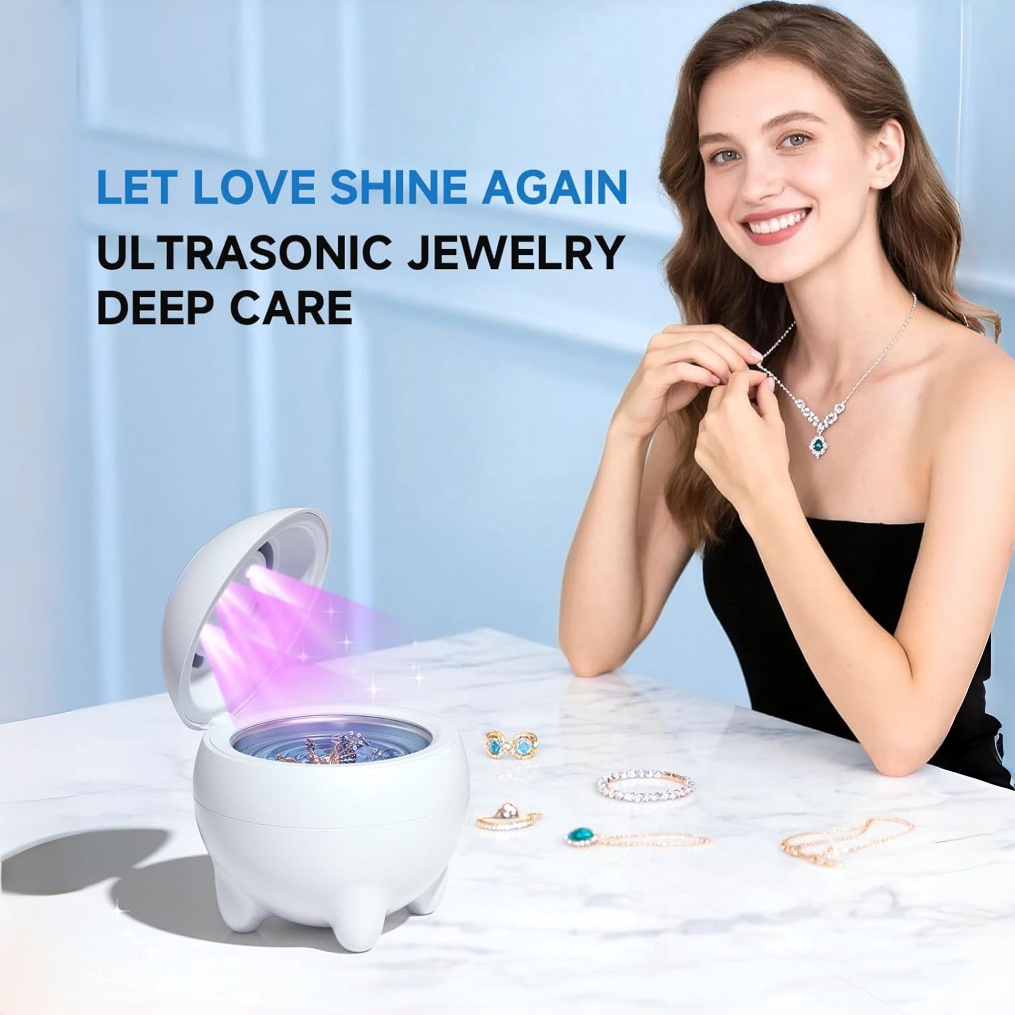 BDQ Ultrasonic Jewelry Cleaner Machine for Rings, Glasses, Watches and Retainers–Professional Sonic Cleaning Kit