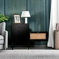 thumbnail image 5 of Bohemian Rattan Nightstand Set - 2-Piece Bedroom End Tables with Storage, 5 of 9