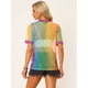 thumbnail image 4 of Camiseta transparente de manga corta Allegra K arcoíris XS, 4 of 5