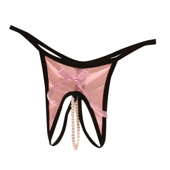HUITKMM sous-Vêtements en Dentelle pour Femmes String Fil Intérieur Perle Massage Séduisant T-Shirt Transparent Coupe Ouverte
