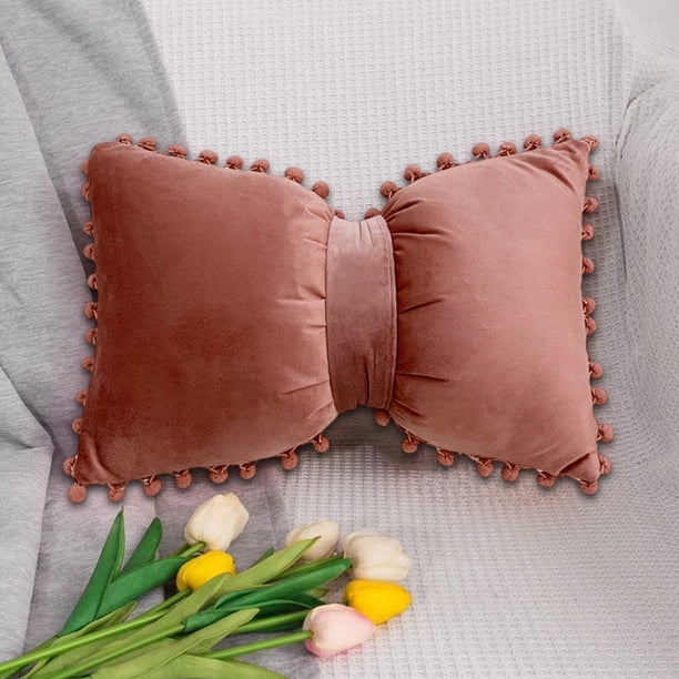 Funda de almohada de terciopelo con diseño de lazo | Funda de cojín de pana y lino suave | Color sólido | Cremallera lavable | Decoración de sofás y sillas | 19,6 x 11,8 pulgadas | Rojo Rosa Verde |