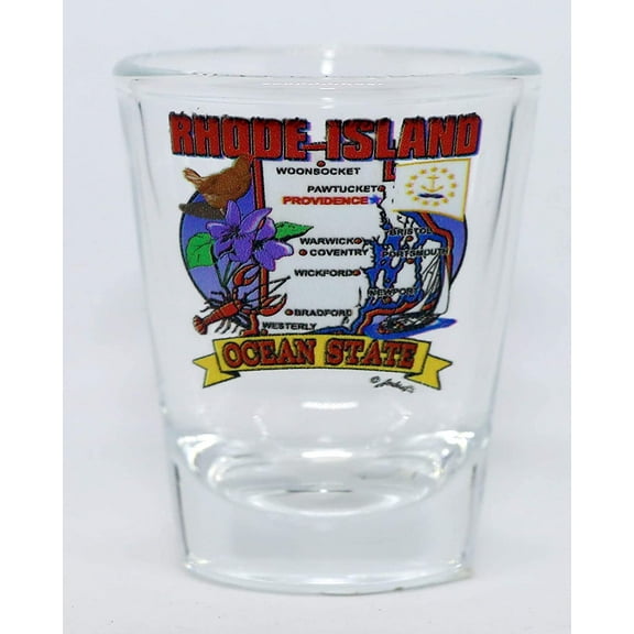 Rhode Island State Elements Map shot glass