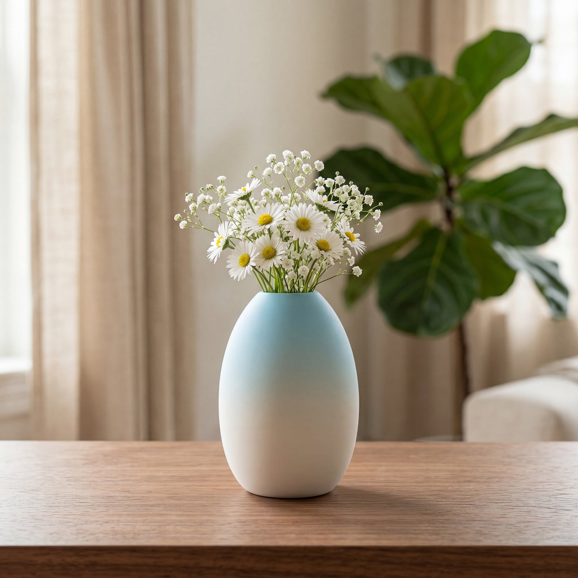 Unique Bargains Mini Ceramic Ribbed Bud Vase for Flower Blue 2.9"L x 2.9"W x 3.9"H