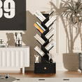 thumbnail image 7 of LEYAOYAO 8-Tier Corner Bookshelf, Narrow Tree Bookcase with Storage Cabinet, Tall Floor Standing Organizer for Living Room, Black, 7 of 7