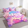 thumbnail image 2 of Manfei Dreamy Axolotl Twin Bedding,Rainbow Cloud Art Bedding Comforter Set For Girls,Pastel Multicolor,Pink Reversible,7pcs, 2 of 8