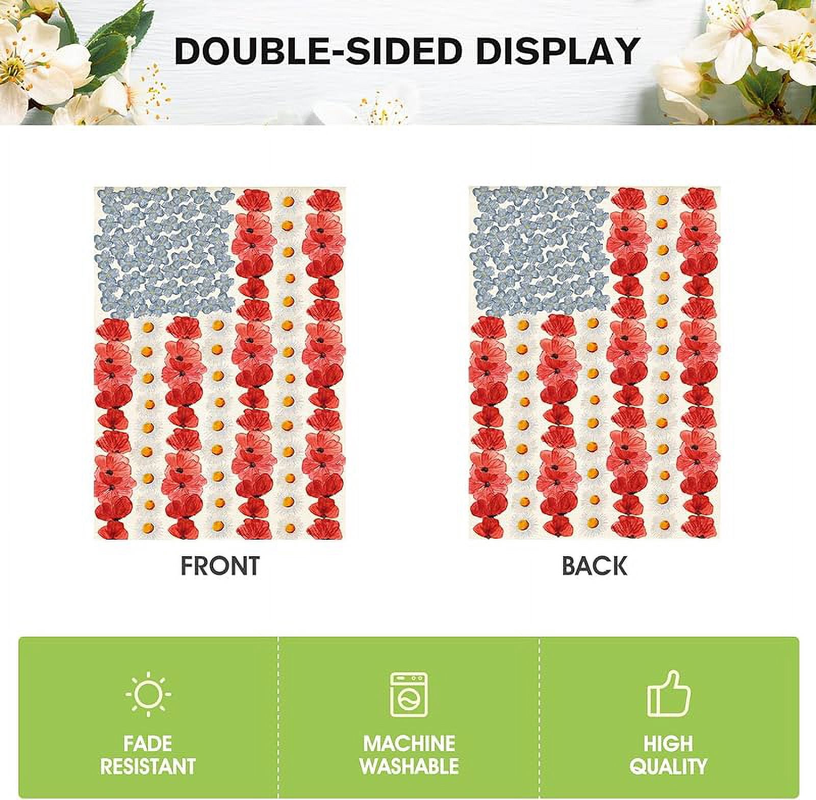 Myosotis Poppy Memorial Day House Flag 3x5 FT Double Sided Outside, Patriotic American Flag Yard Outdoor Decoration