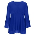thumbnail image 5 of Busydd Womens Tops Trendy Glittery 3/4 Length Sleeve Ladies Tops and Blouses Comfy Solid Color V Neck Ruffle Womens Tops Dressy Casual S, 5 of 7