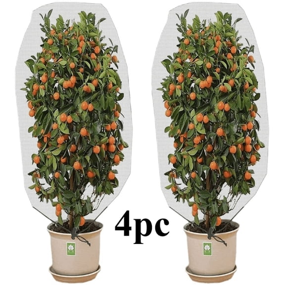 4 Pack Bird Netting, 3.3ft x 4.9ft Drawstring Fruit Tree Netting, Protective Garden Net Cover for Plants, Fruits and Flowers Against Birds & Insects