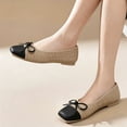thumbnail image 2 of Gpaecead Women's Bow Ballet Flats Square Toe Cap Toe Knit Slip On Cushioned Comfortable Dressy Flats For Work And Casual Khaki, 2 of 6
